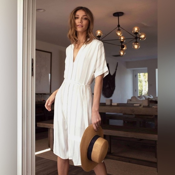 Gentle Fawn belted verticle stripe dress, size M - Picture 1 of 15